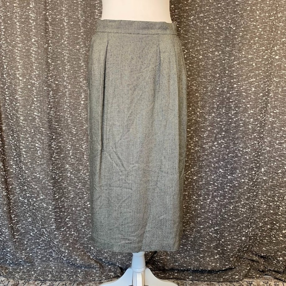 Vintage Prophecy Gray Midi Skirt Preppy Chic Made in‎ USA Women's 12